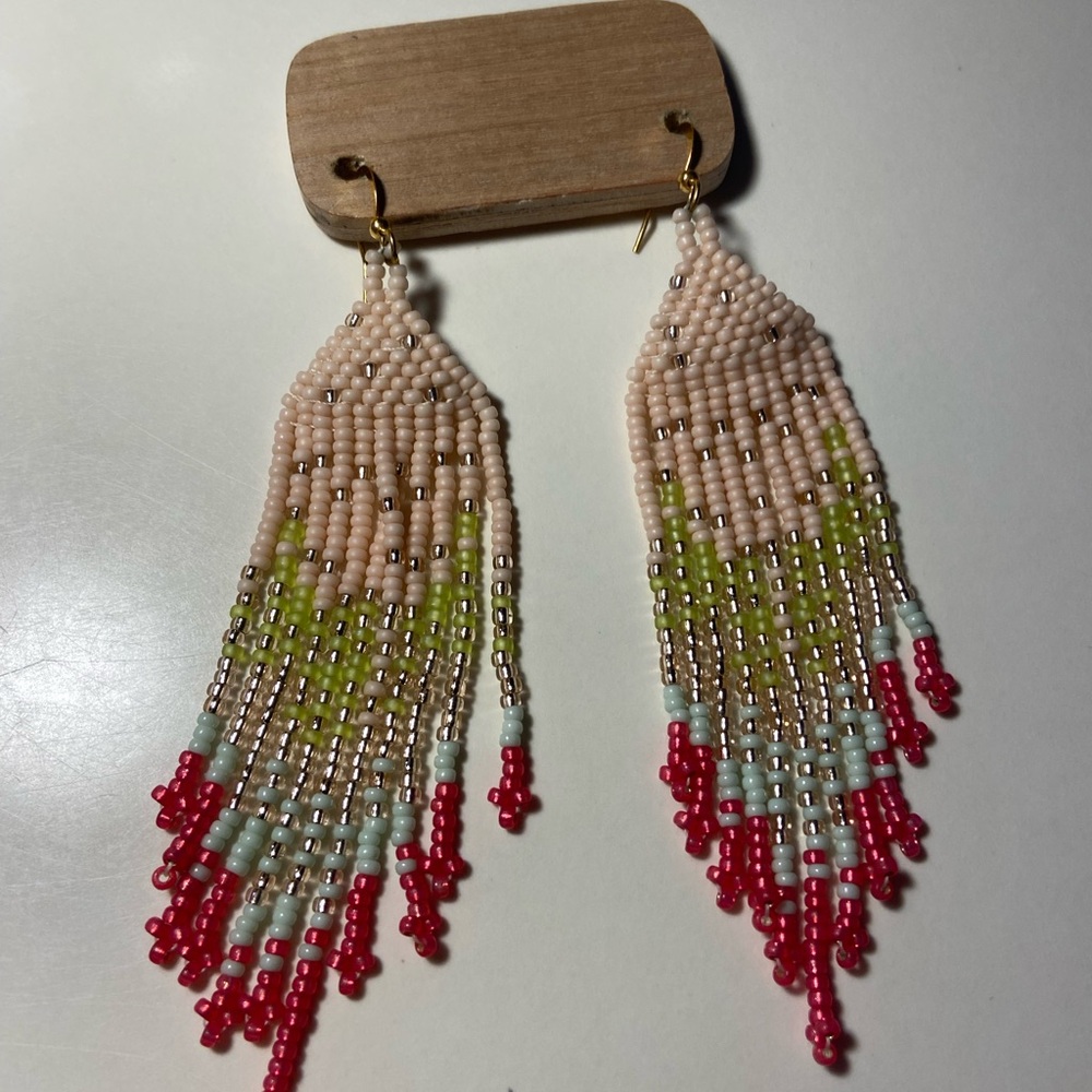 BeadsnButter Earrings in Pink and yellow